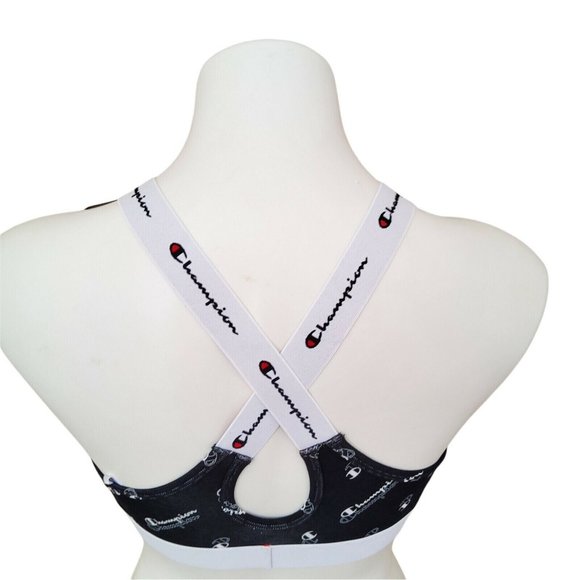 Champion Wireless Sports Bra Womens Size Medium Black Racerback Straps High Neck - Picture 7 of 8